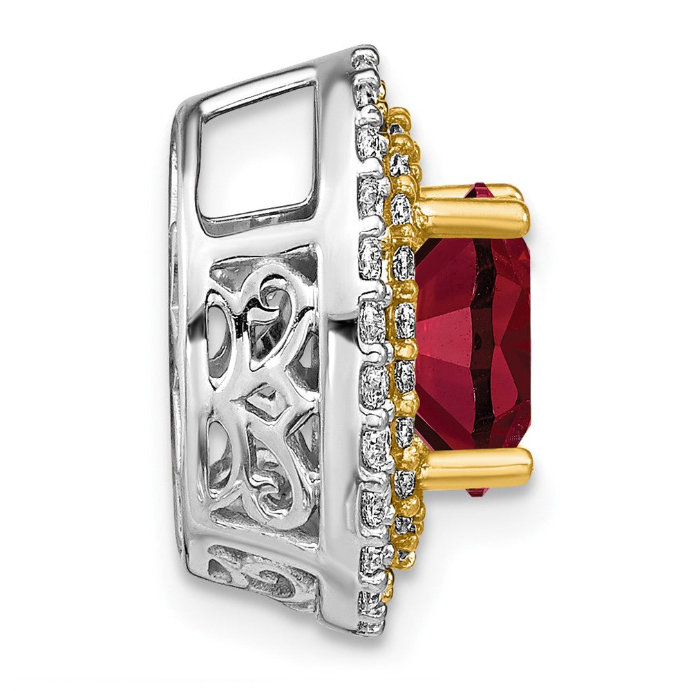 14k Two-tone Two Tone 1/5 Ct. Lab Grown Diamond VS/SI+ G+ and Lab Created Ruby Chain Slide Pendant