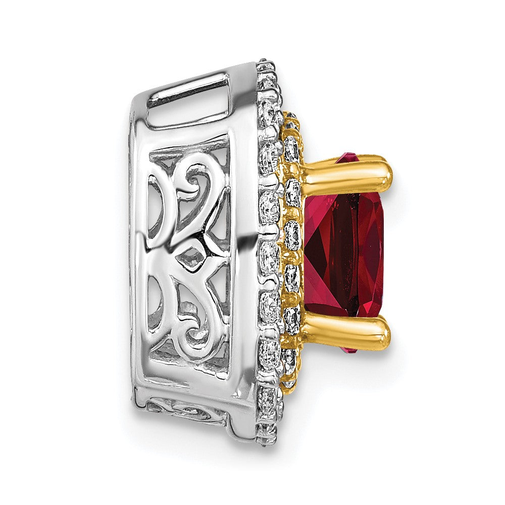 14k Two-tone Two Tone 1/2 Ct. Lab Grown Diamond VS/SI+ G+ and Lab Created Ruby Chain Slide Pendant