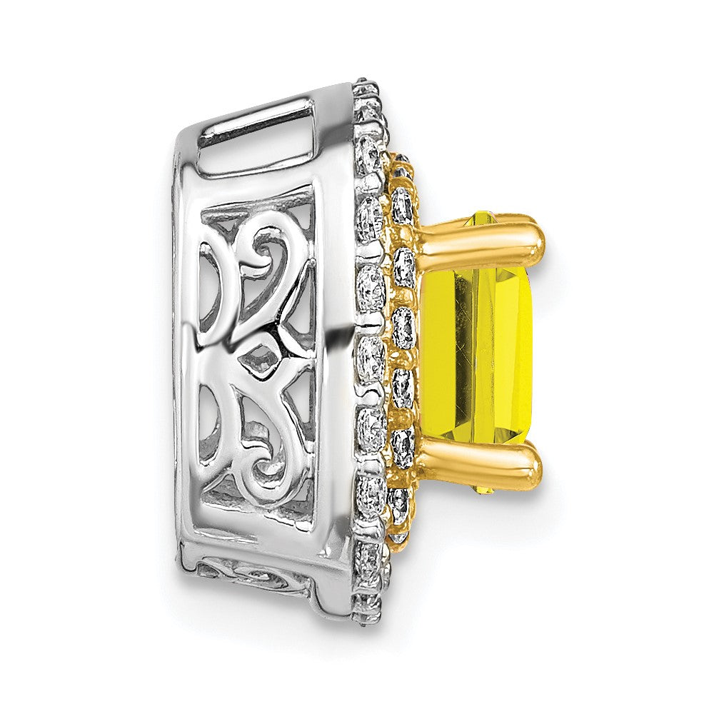 14k Two-tone Two Tone 1/2 Ct. Lab Grown Diamond VS/SI+ G+ and Lab Created Yellow Sapphire Chain Slide Pendant
