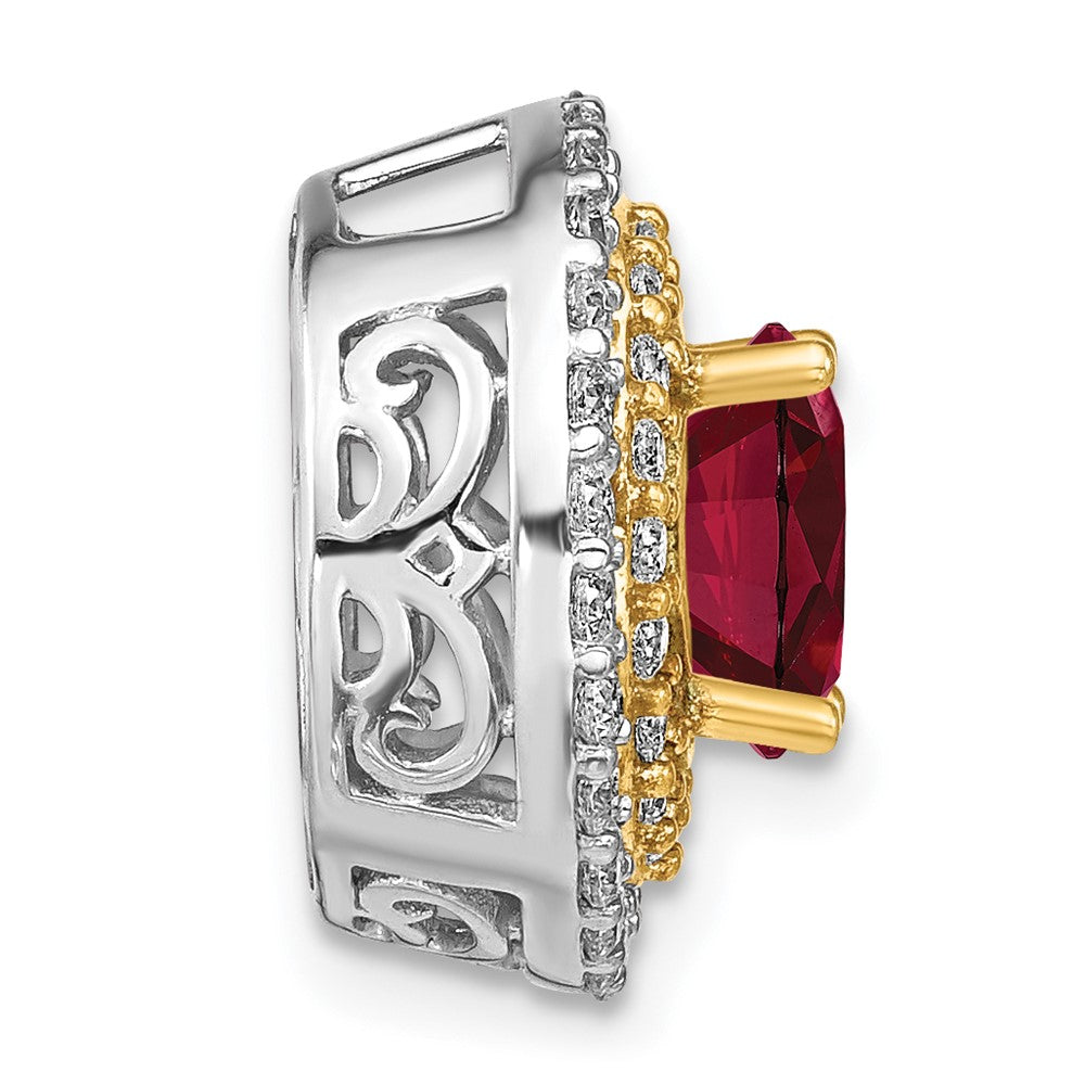 14k Two-tone Two Tone 5/8 Ct. Lab Grown Diamond VS/SI+ G+ and Lab Created Ruby Chain Slide Pendant