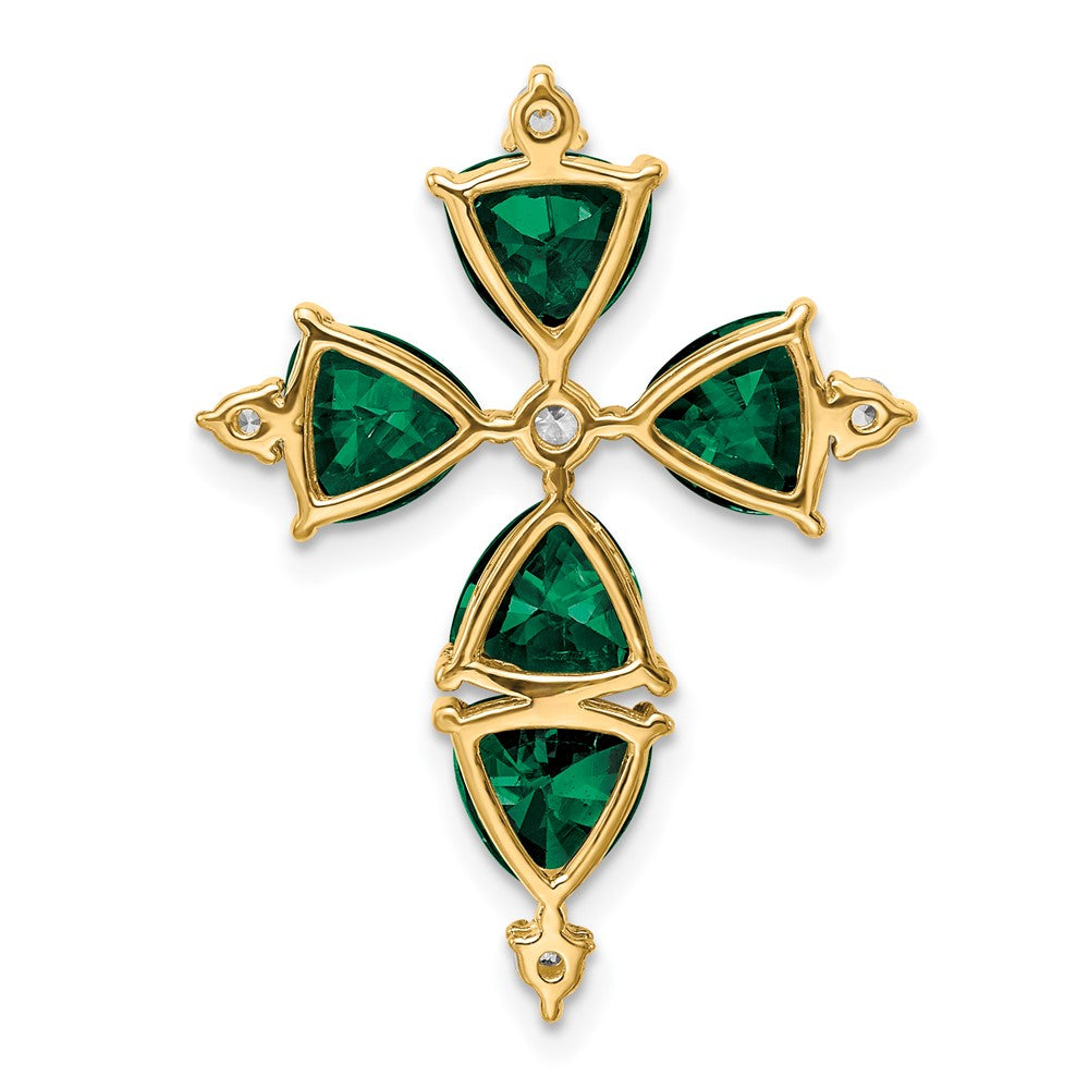 14k Yellow Gold Lab Grown VS/SI FGH Dia & Created Emerald Pendant