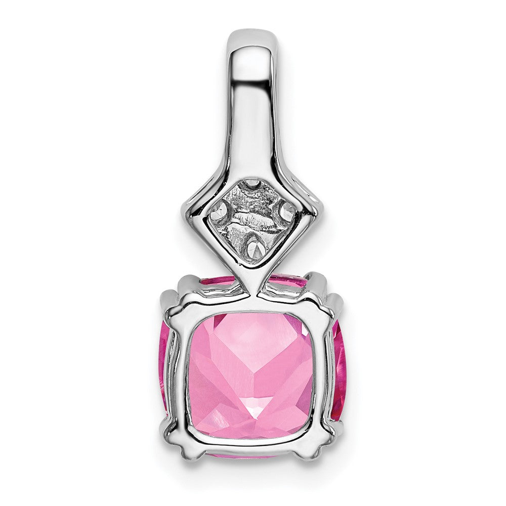 14k White Gold 1/5 Ct. Lab Grown Diamond VS/SI+ G+ and Lab Created Pink Sapphire Pendant