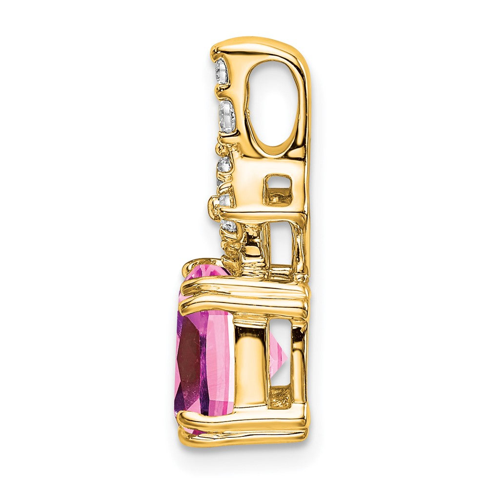 14k Yellow Gold 1/5 Ct. Lab Grown Diamond VS/SI+ G+ and Lab Created Pink Sapphire Pendant
