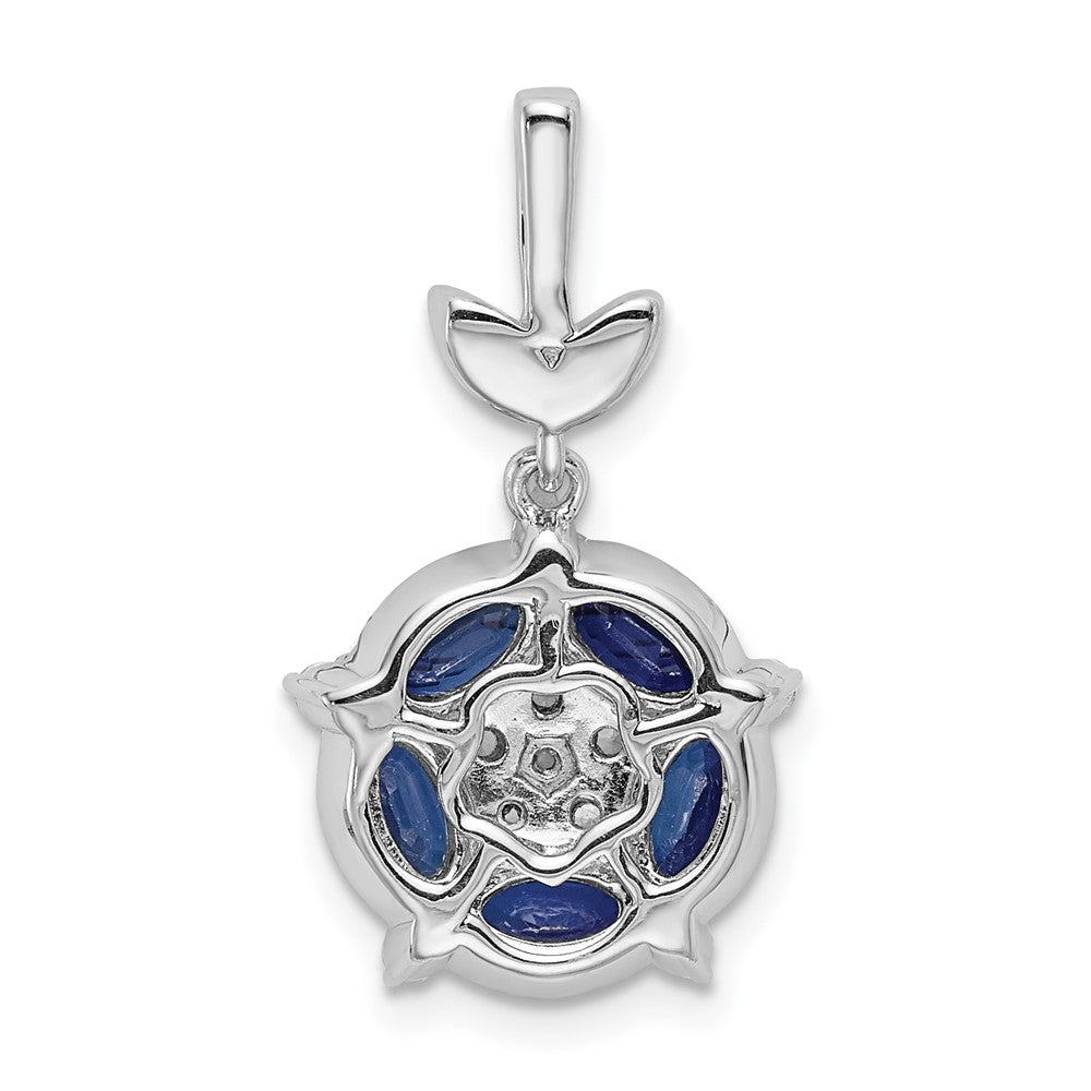 14k White Gold 1/3 Ct. Lab Grown Diamond VS/SI+ G+ and Lab Created Blue Sapphire Floral Pendant
