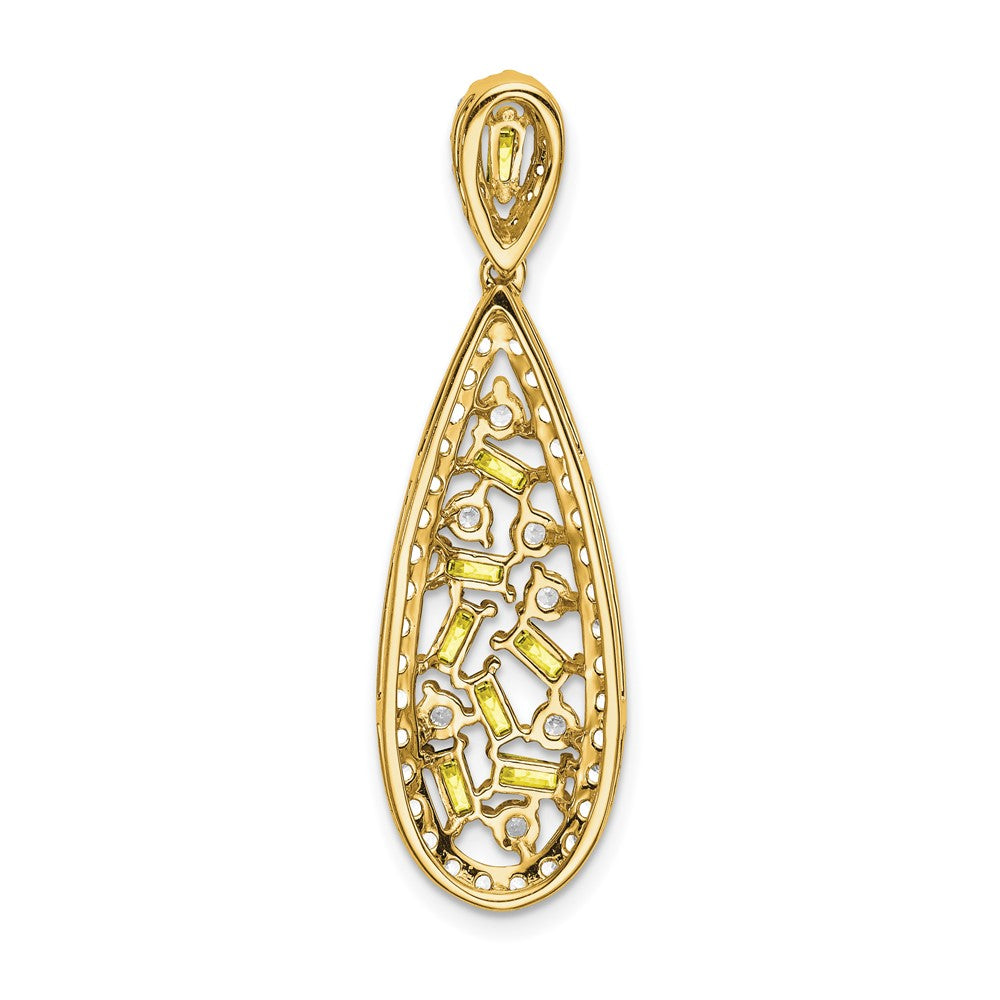 14k Yellow Gold White 7/8 Ct. Lab Grown Diamond VS/SI+ G+ and Lab Created Sapphire Chain Slide Pendant