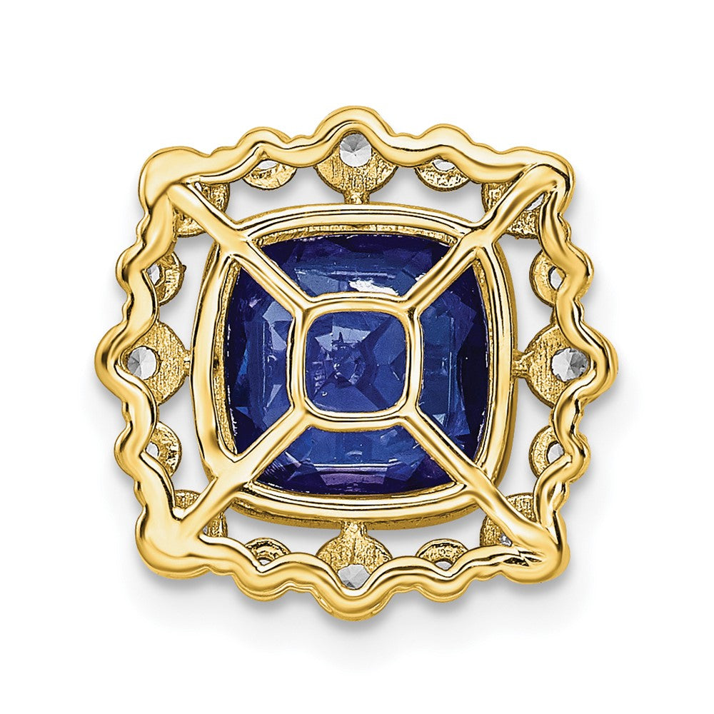 14k Yellow Gold Lab Grown Diamond VS/SI FGH & Created Sapphire Square Pendant