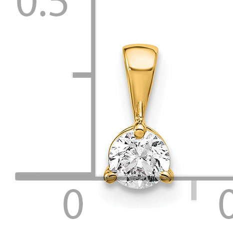 14k Yellow Gold 1/4 Ct. Lab Grown Diamond VS/SI+ G+ Three Prong Solitare Pendant
