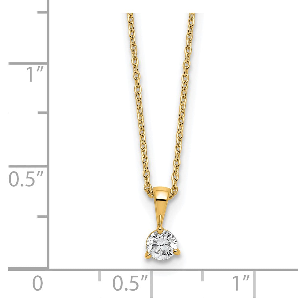14k Yellow Gold 1/4 Ct. Lab Grown Diamond VS/SI+ G+ Three Prong 18 inch Solitare Pendant Necklace