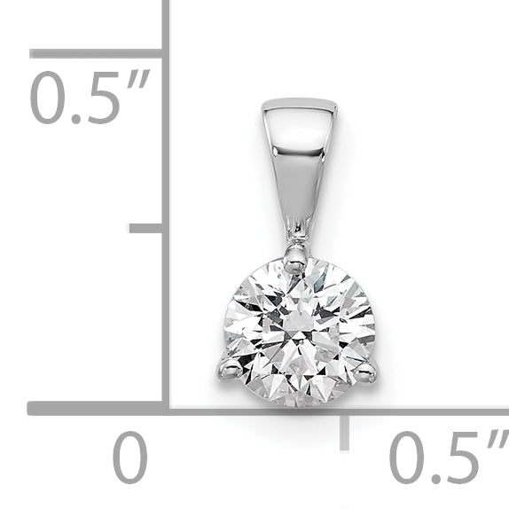 14k White Gold 1/3 Ct. Lab Grown Diamond VS/SI+ G+ Three Prong Solitare Pendant