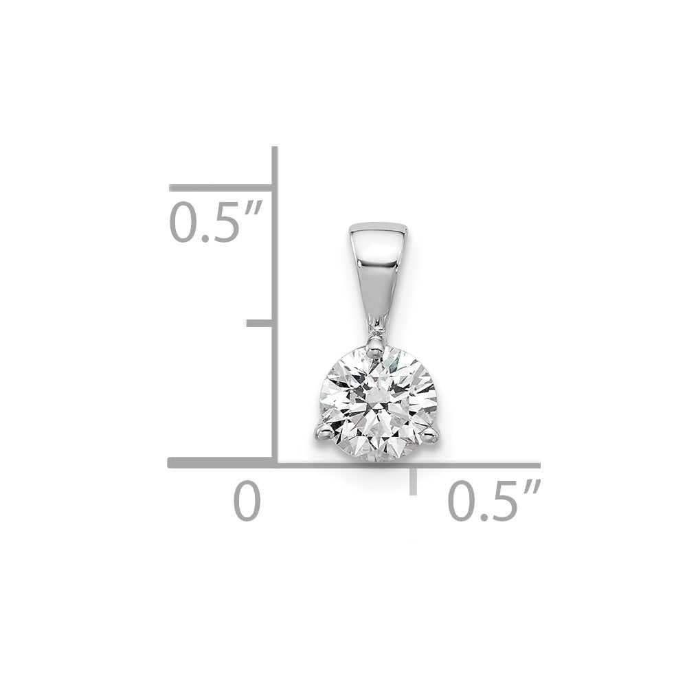 14k White Gold 1 Ct. Lab Grown Diamond VS/SI+ G+ Three Prong Solitare Pendant