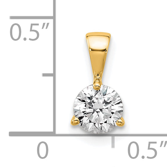 14k Yellow Gold 1/2 Ct. Lab Grown Diamond VS/SI+ G+ Three Prong Solitare Pendant