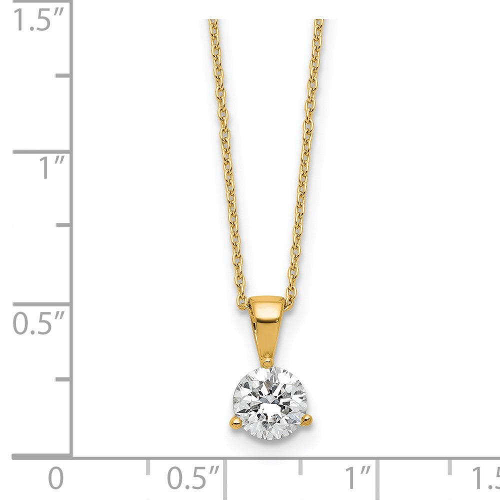 14k Yellow Gold 7/8 Ct. Lab Grown Diamond VS/SI+ G+ Three Prong 18 inch Solitare Pendant Necklace