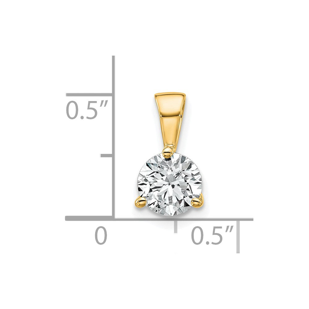 14k Yellow Gold 1 Ct. Lab Grown Diamond VS/SI+ G+ Three Prong Solitare Pendant