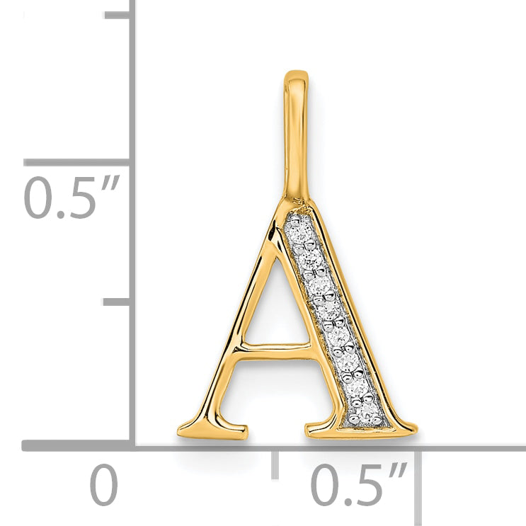 10K Yellow Gold 10K Diamond Letter A Initial Pendant