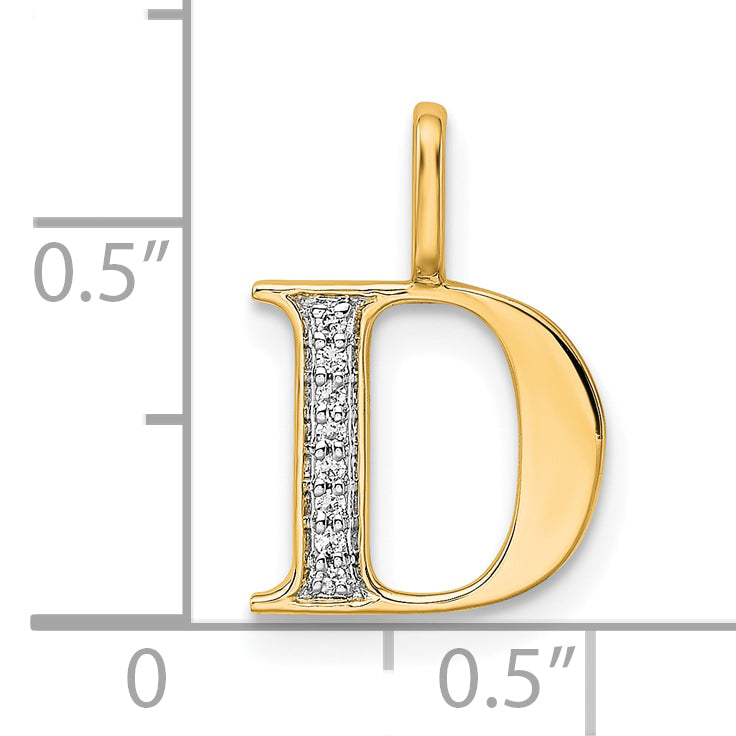 10K Yellow Gold 10K Diamond Letter D Initial Pendant