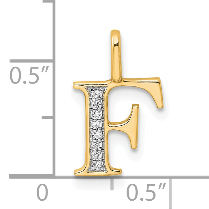 10K Yellow Gold 10K Diamond Letter F Initial Pendant