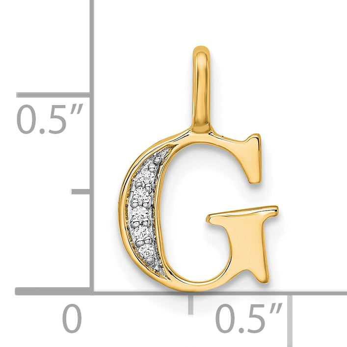 10K Yellow Gold 10K Diamond Letter G Initial Pendant
