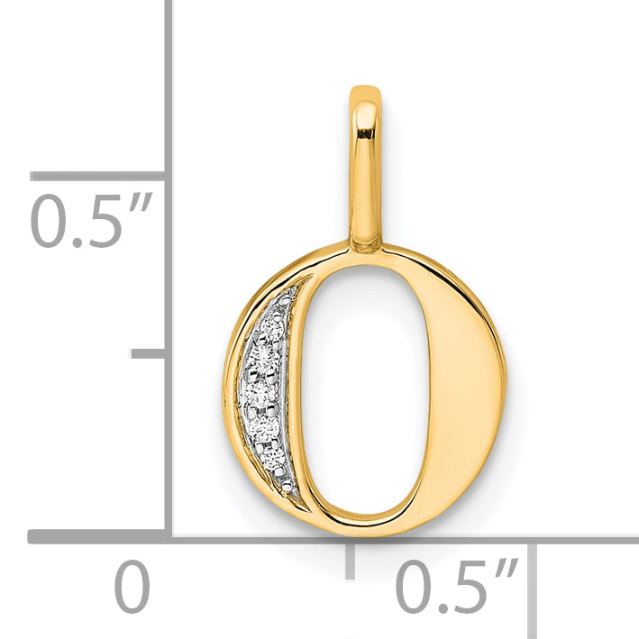 10K Yellow Gold 10K Diamond Letter O Initial Pendant