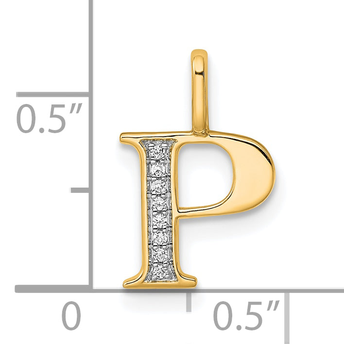 10K Yellow Gold 10K Diamond Letter P Initial Pendant