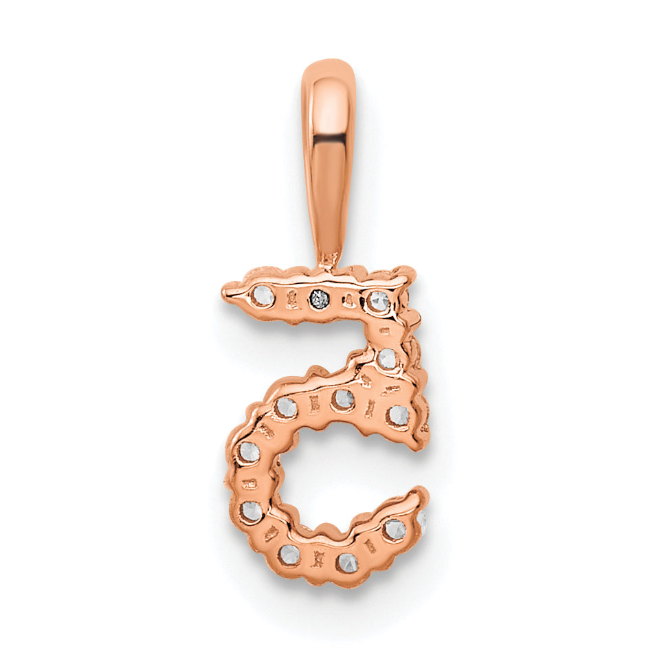 14K Rose Gold Diamond Number 5 Pendant