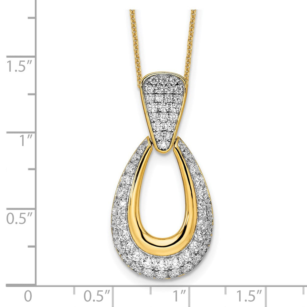 14K Yellow Gold True Origin 1 1/3 Carat Lab Created Diamond Vs Def 18 Inch Fancy Teardrop Necklace