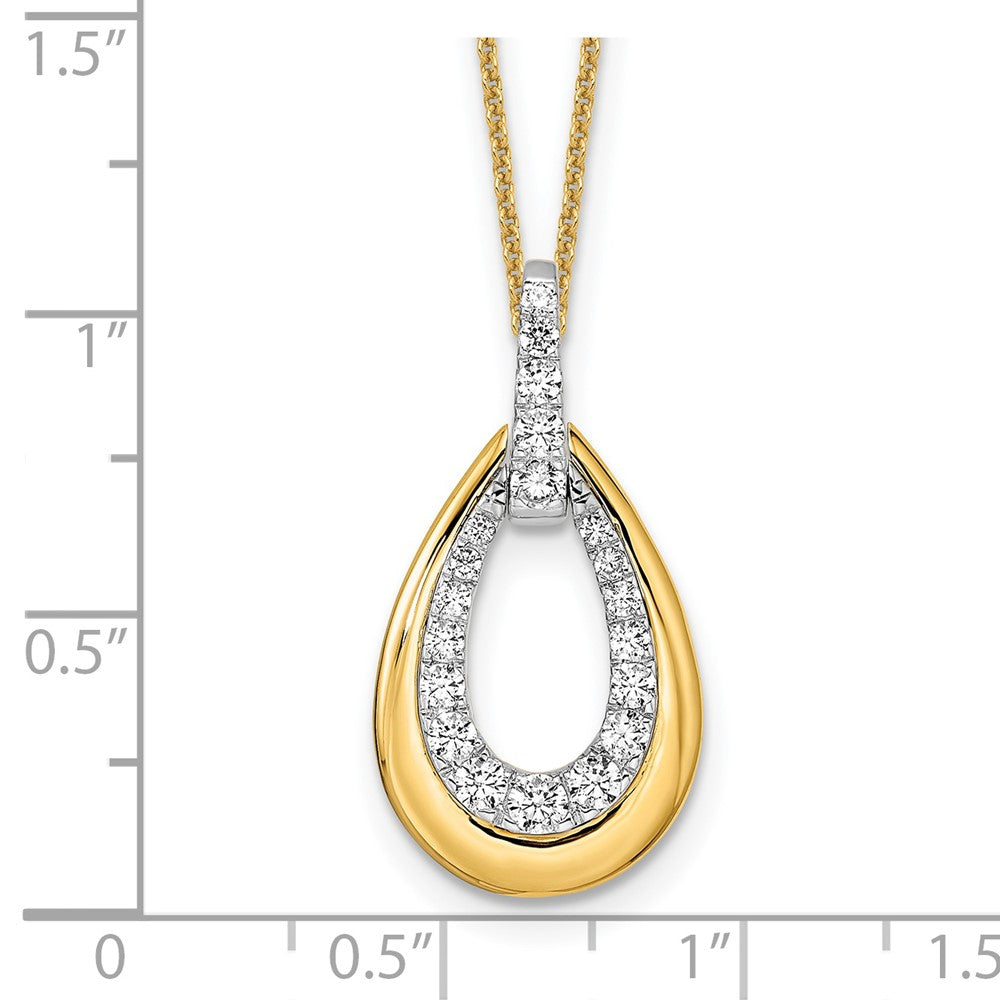 14K Two Tone True Origin 5/8 Carat Lab Grown Diamond Vs Def 18 Inch Fancy Teardrop Necklace