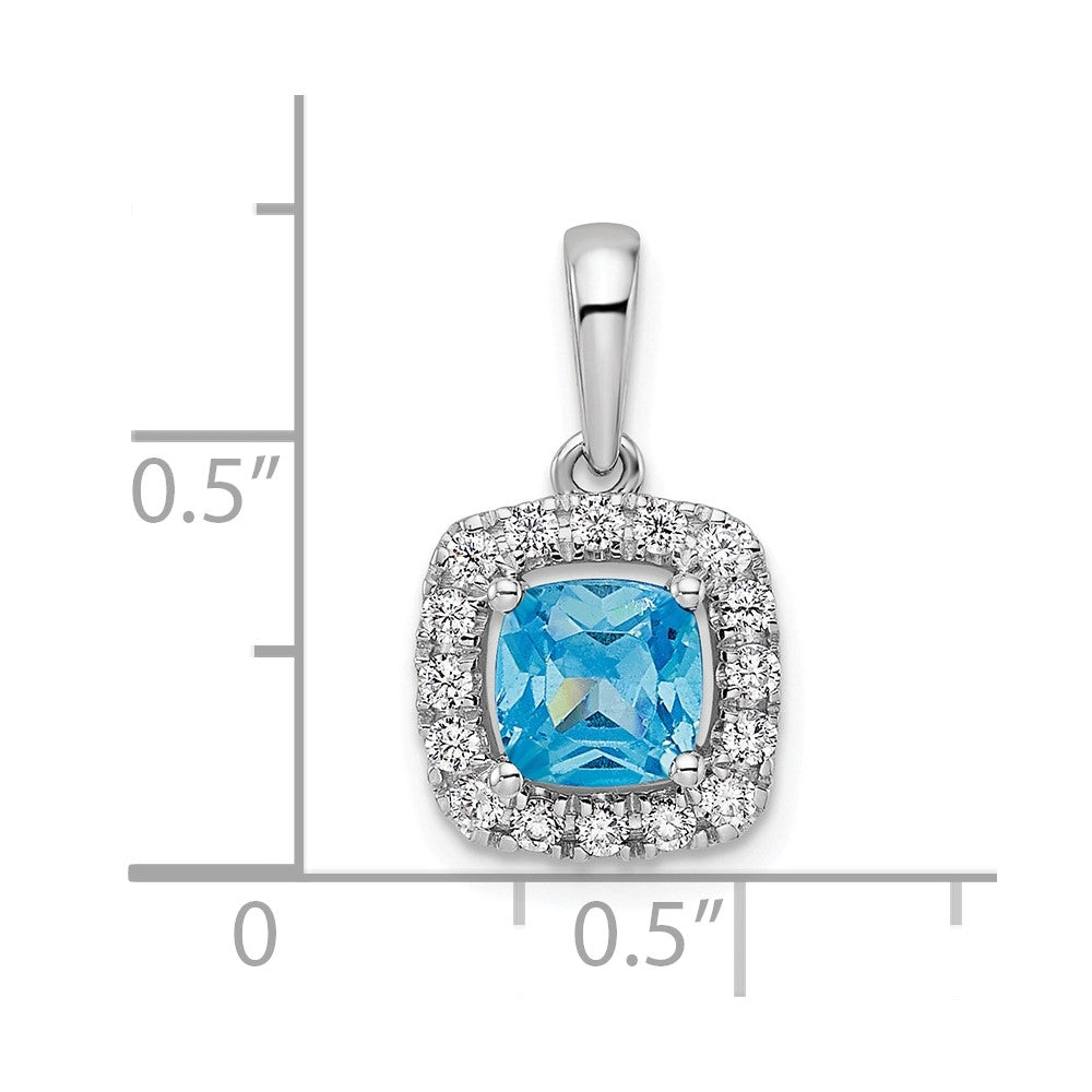 14k White Gold 1/4 Ct. Lab Grown Diamond VS/SI+ G+ December Birthstone Blue Topaz Halo Pendant