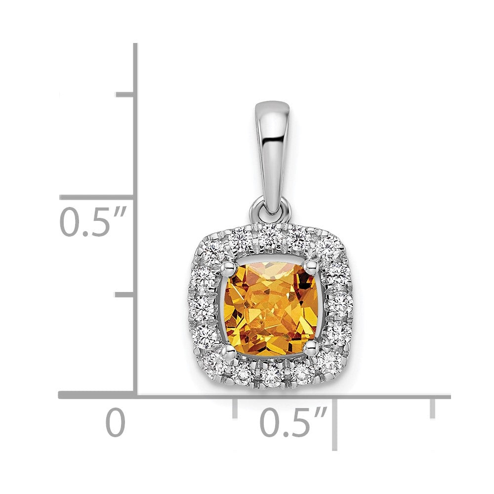 14k White Gold 1/4 Ct. Lab Grown Diamond VS/SI+ G+ November Birthstone Citrine Halo Pendant