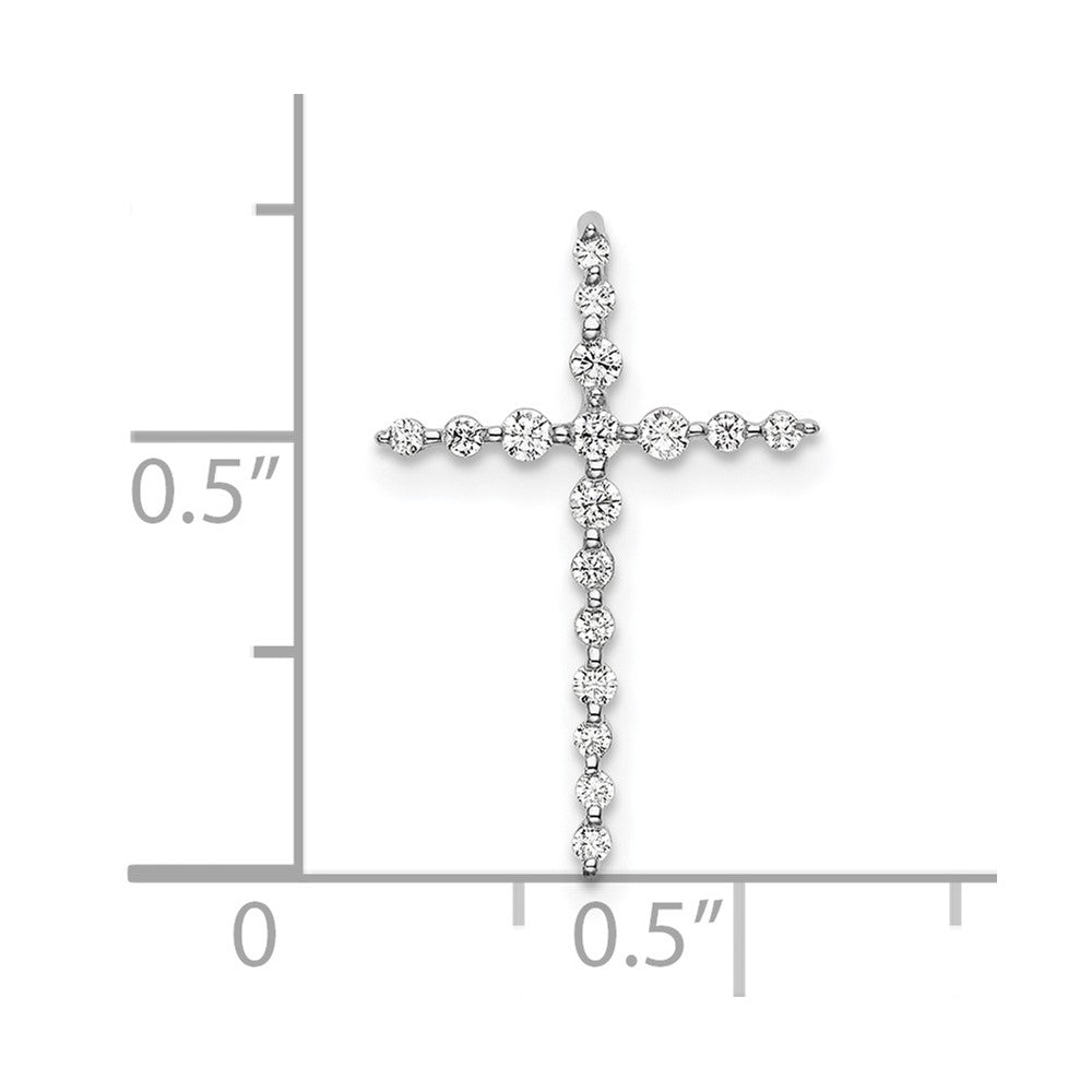14k White Gold 1/6 Ct. Lab Grown Diamond VS/SI+ G+ Cross Chain Slide Pendant