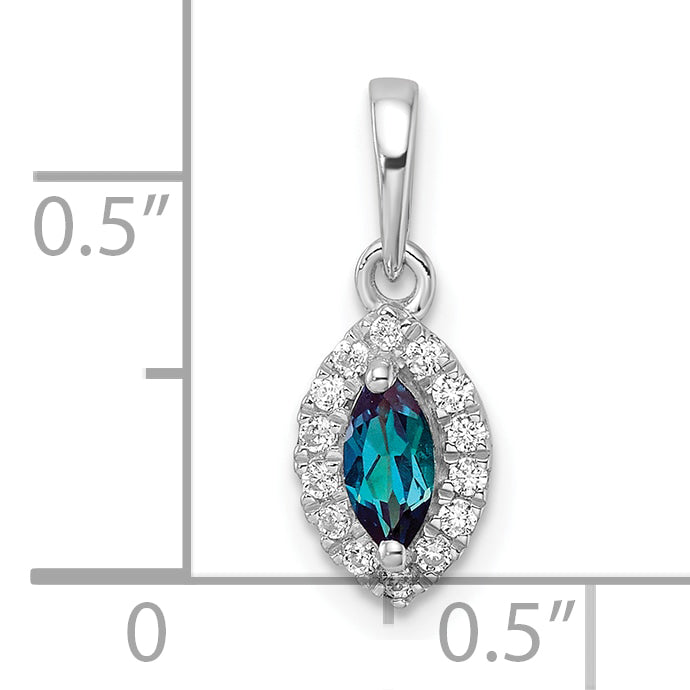 14k White Gold 1/10 Ct. Lab Grown Diamond VS/SI+ G+ and Lab Created Alexandrite June Birthstone Pendant