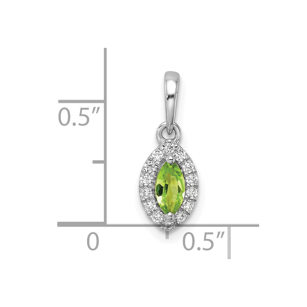 14k White Gold 1/10 Ct. Lab Grown Diamond VS/SI+ G+ and Peridot August Birthstone Pendant