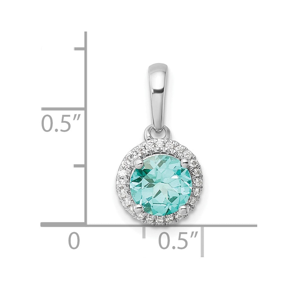 Pure Serenity 14k White Gold 1/10 Ct. Lab Grown Diamond VS/SI+ G+ and Lab Created Paraiba Halo Pendant