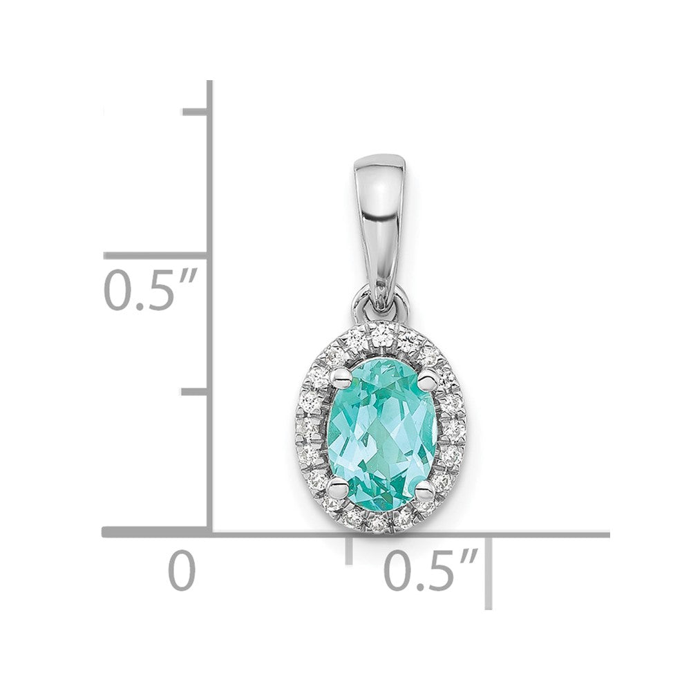 Pure Serenity 14k White Gold 1/10 Ct. Lab Grown Diamond VS/SI+ G+ and Lab Created Paraiba Teardrop Pendant
