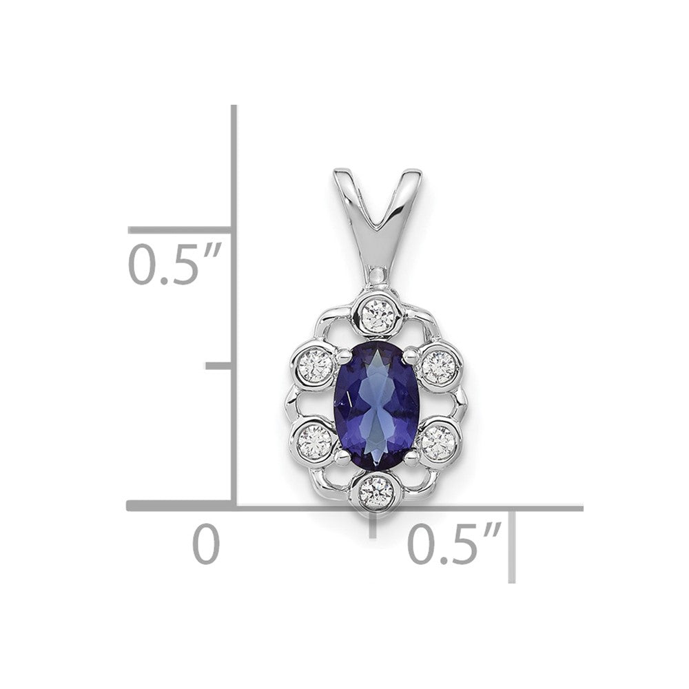 14k White Gold 1/10 Ct. Lab Grown Diamond VS/SI+ G+ and Lab Created Blue Sapphire Pendant