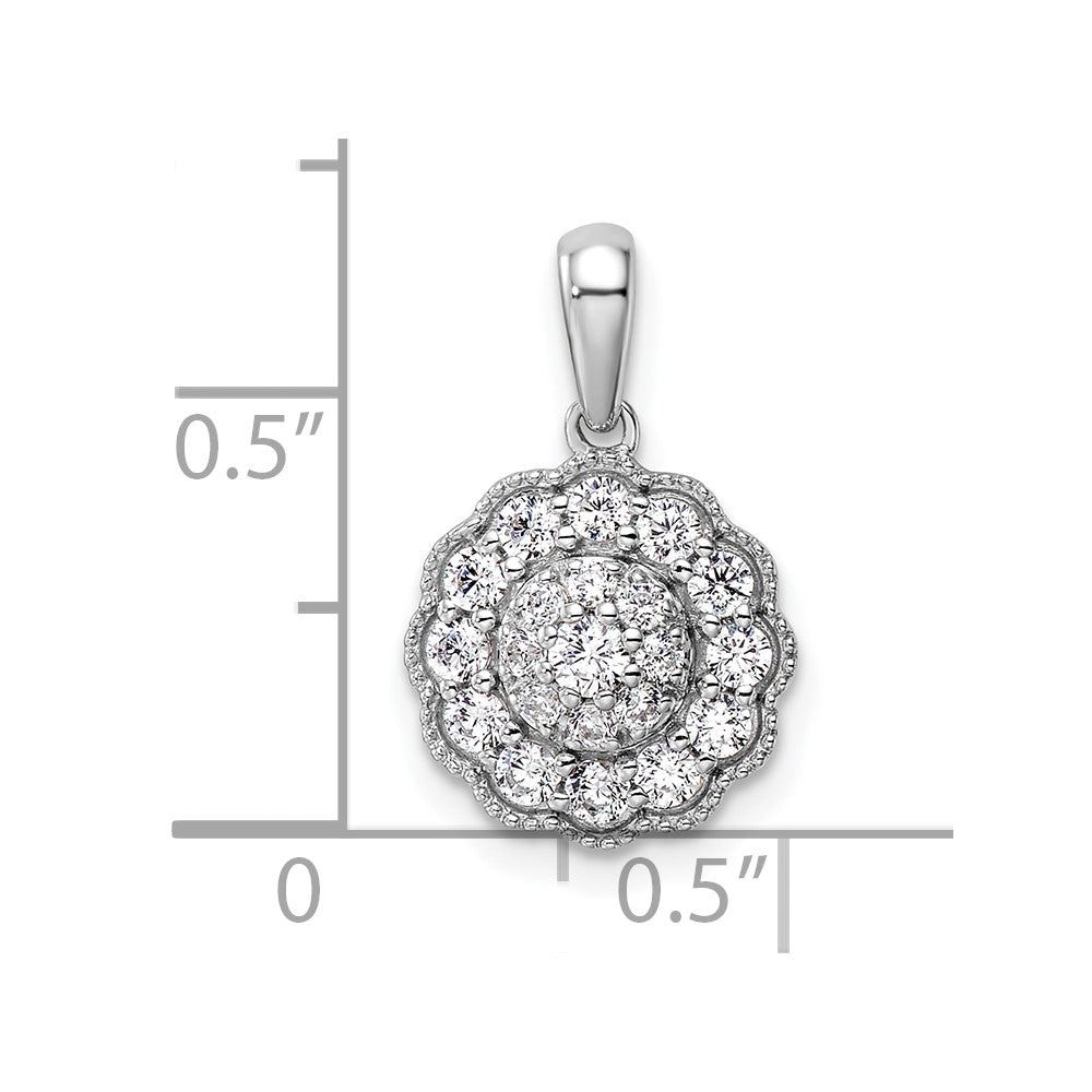14k White Gold 1/2 Ct. Lab Grown Diamond VS/SI+ G+ Square Halo Pendant