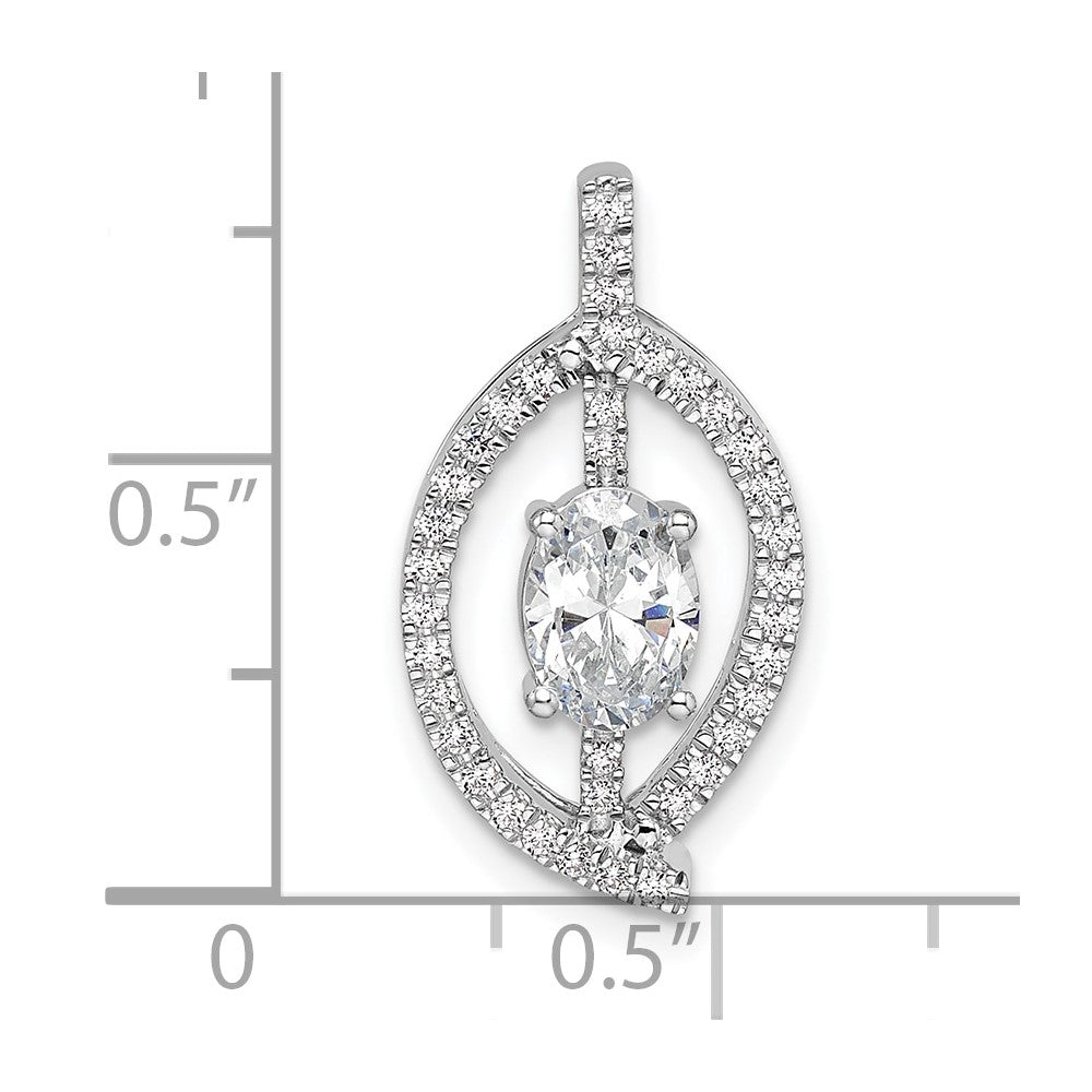 14k White Gold 1/5 Ct. Lab Grown Diamond VS/SI+ G+ 3/4 Ct. Center Round Chain Slide Pendant