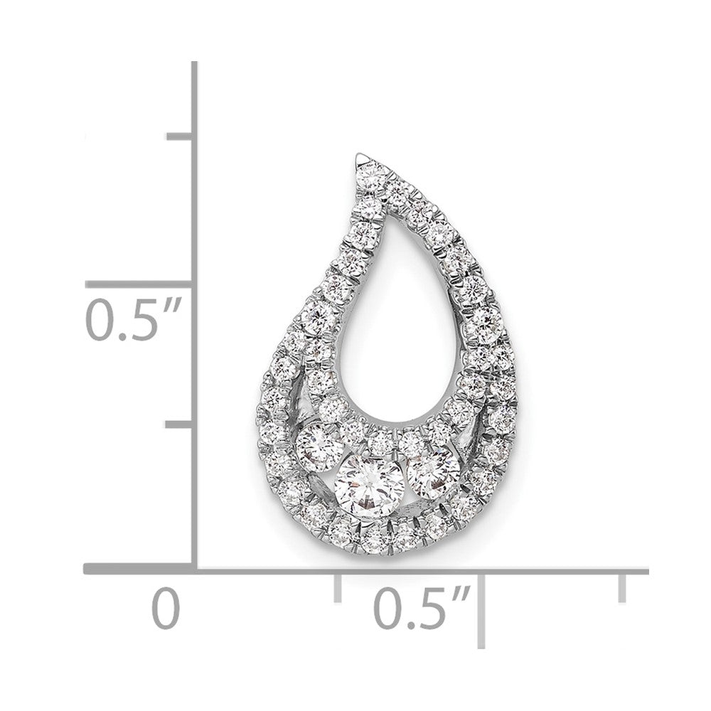 14k White Gold 1/2 Ct. Lab Grown Diamond VS/SI+ G+ Teardrop Cluster Chain Slide Pendant