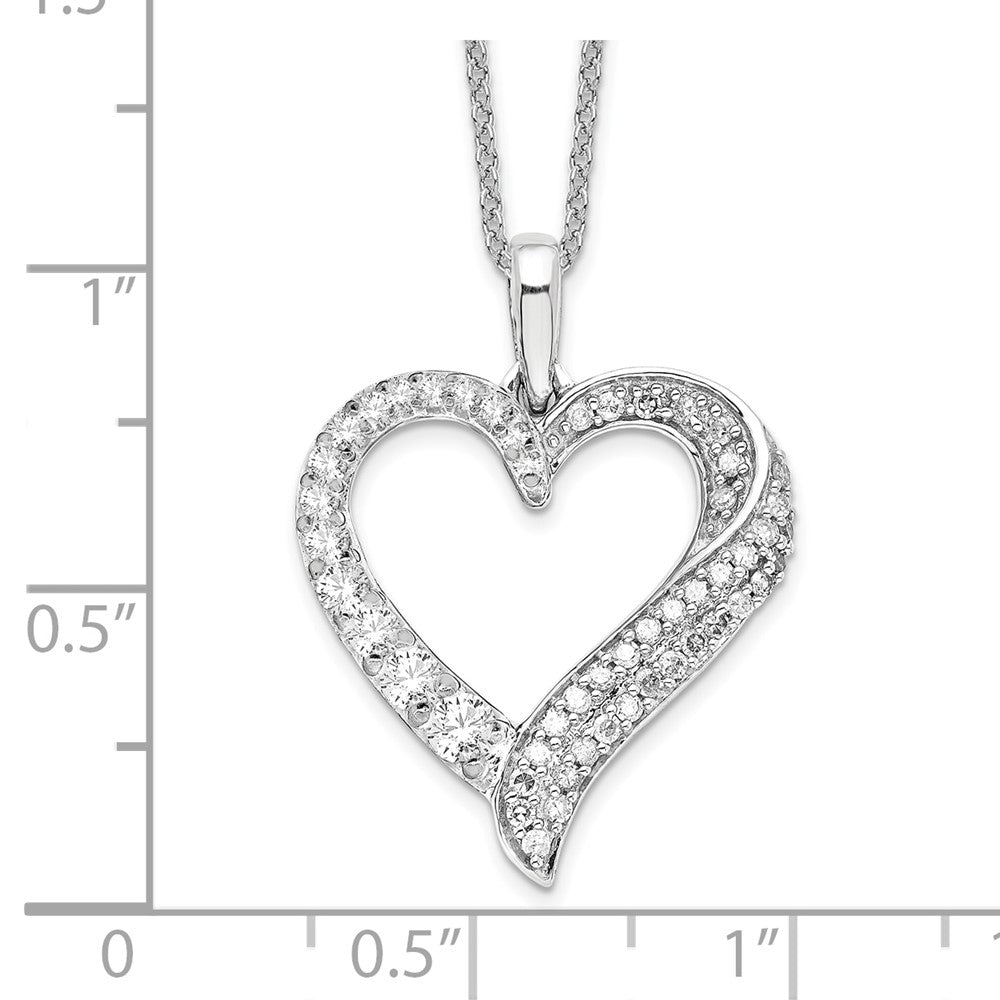 14k White Gold 1/2 Ct. Lab Grown Diamond VS/SI+ G+ 18 inch Heart Pendant Necklace