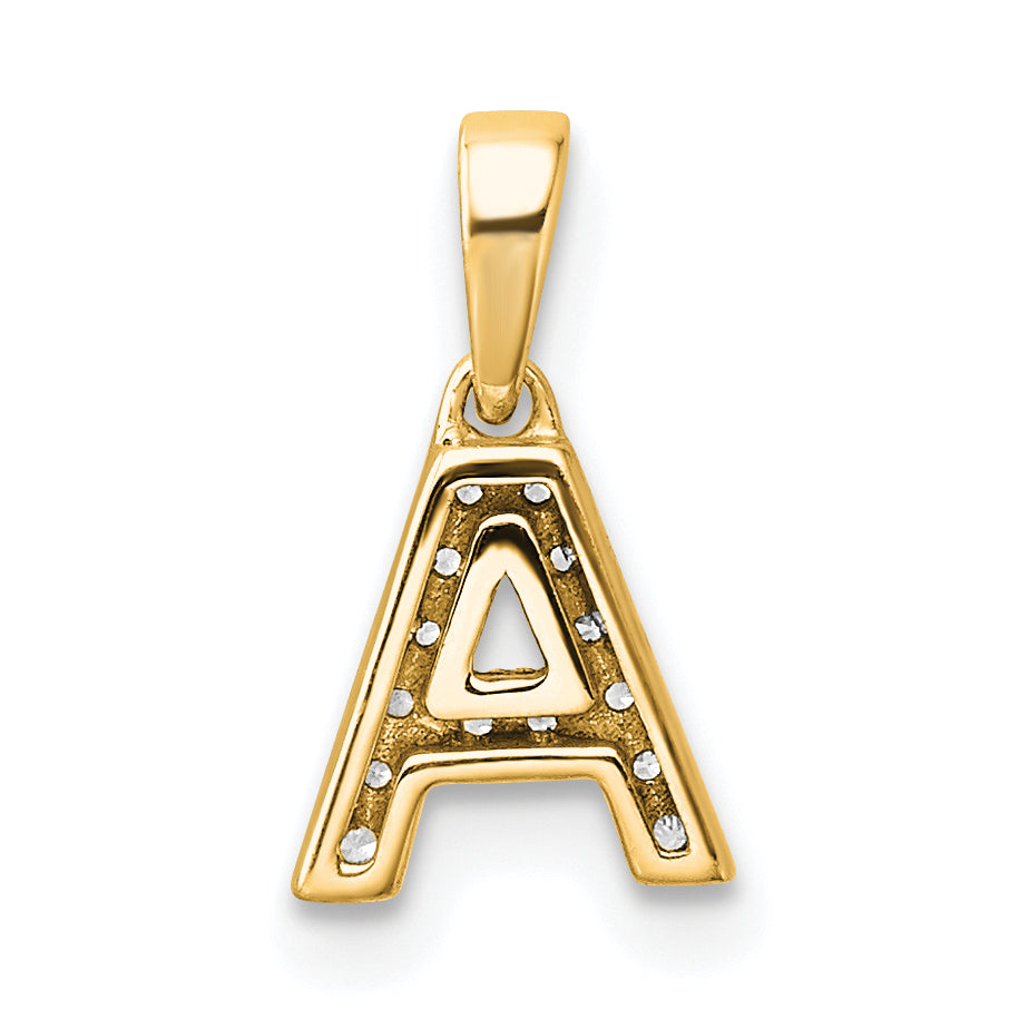 10K Yellow Gold 10K Diamond Letter A Initial With Bail Pendant