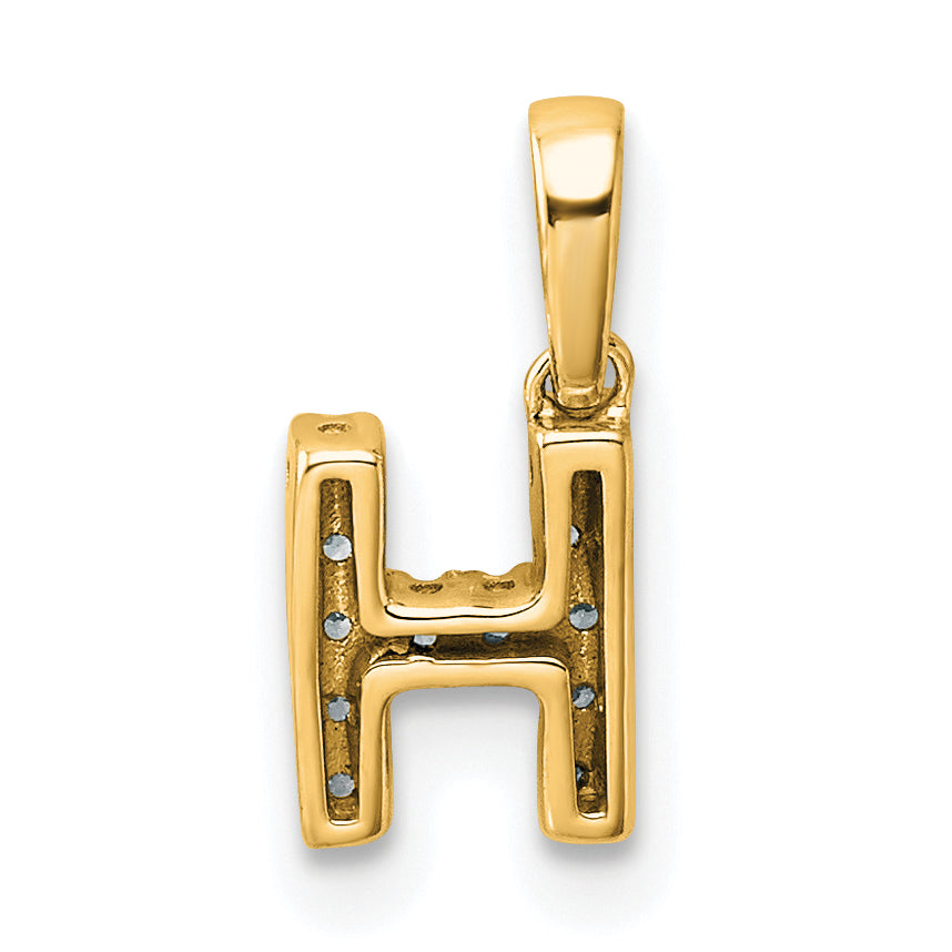 10K Yellow Gold 10K Diamond Letter H Initial With Bail Pendant