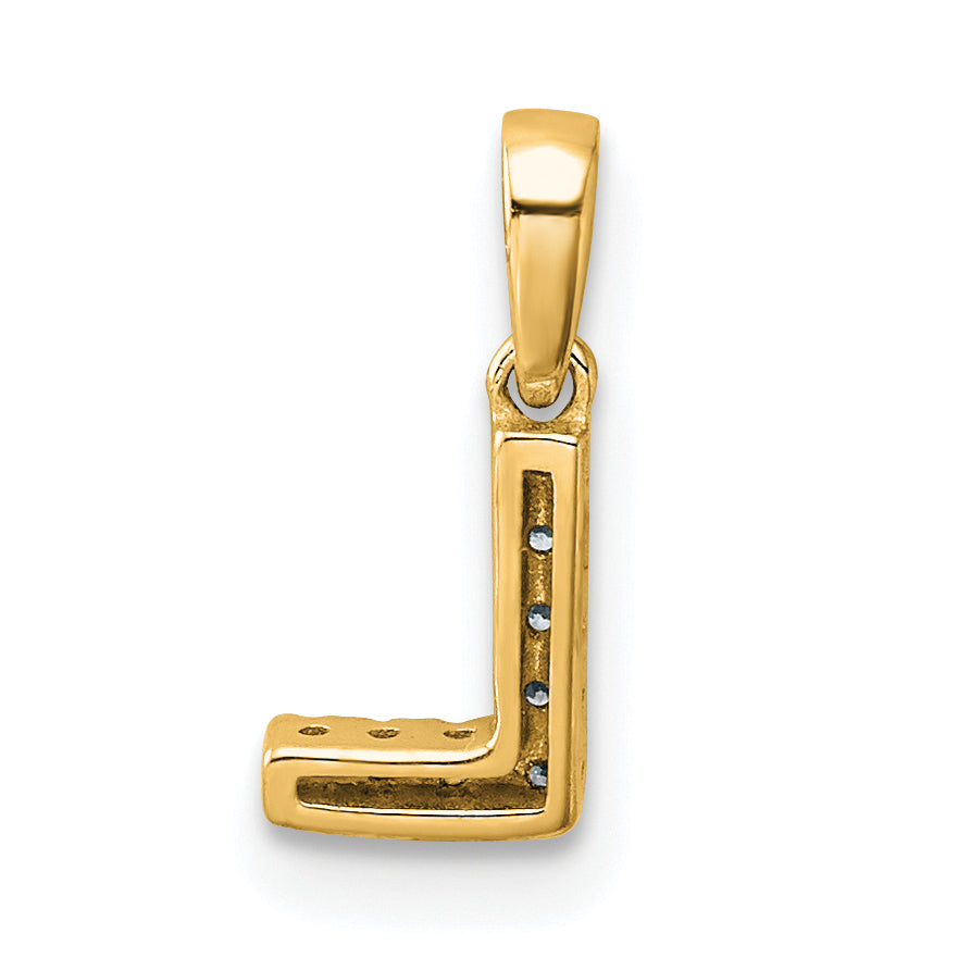 10K Yellow Gold 10K Diamond Letter L Initial With Bail Pendant