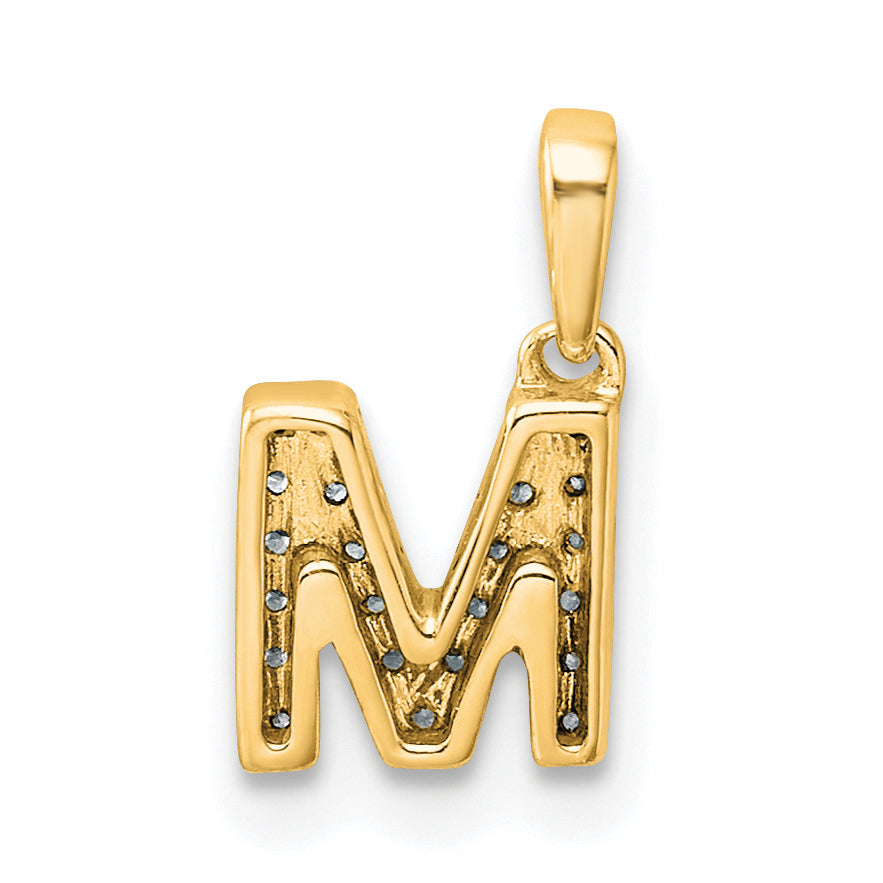 10K Yellow Gold 10K Diamond Letter M Initial With Bail Pendant