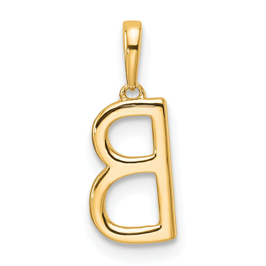 10K Yellow Gold 10K Diamond Letter B Initial Pendant