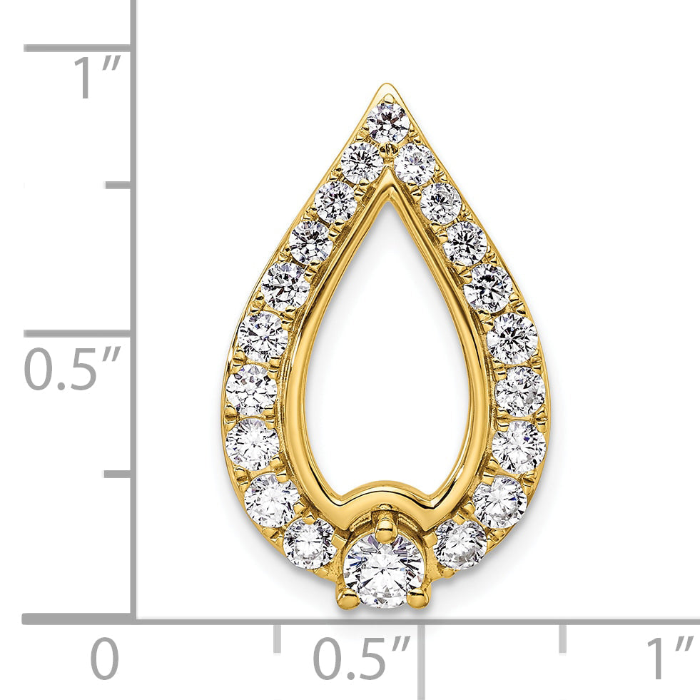 14k Yellow Gold 14k 1 carat Lab Grown Diamond VS/SI+ G+ Teardrop Chain Slide Pendant