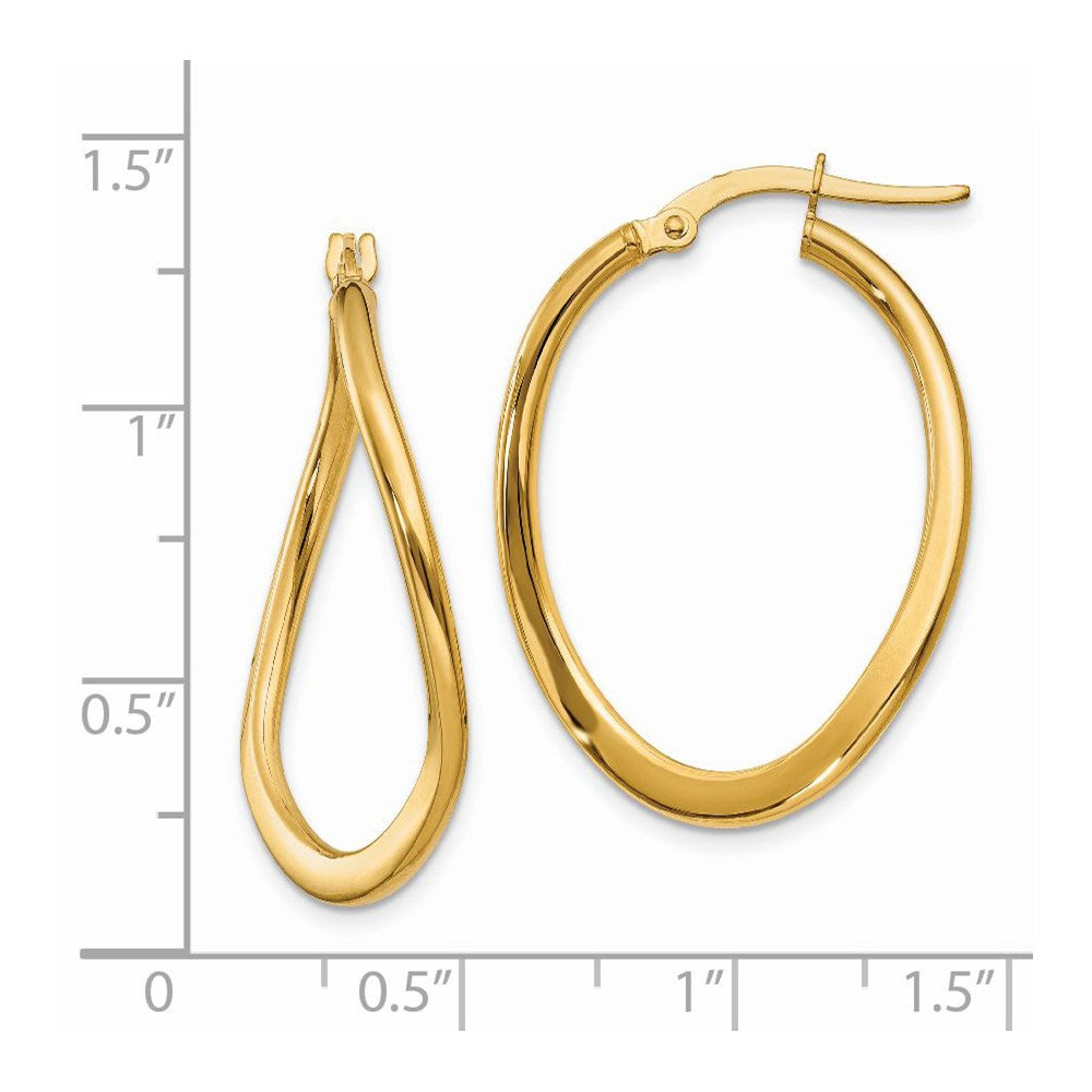 14K Yellow Gold 2mm Polished Tapered Twist Hoop Earrings