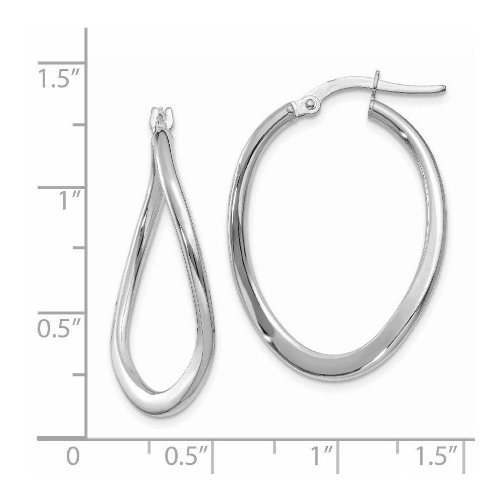 14K White Gold 2mm Tapered Twist Hoop Earrings