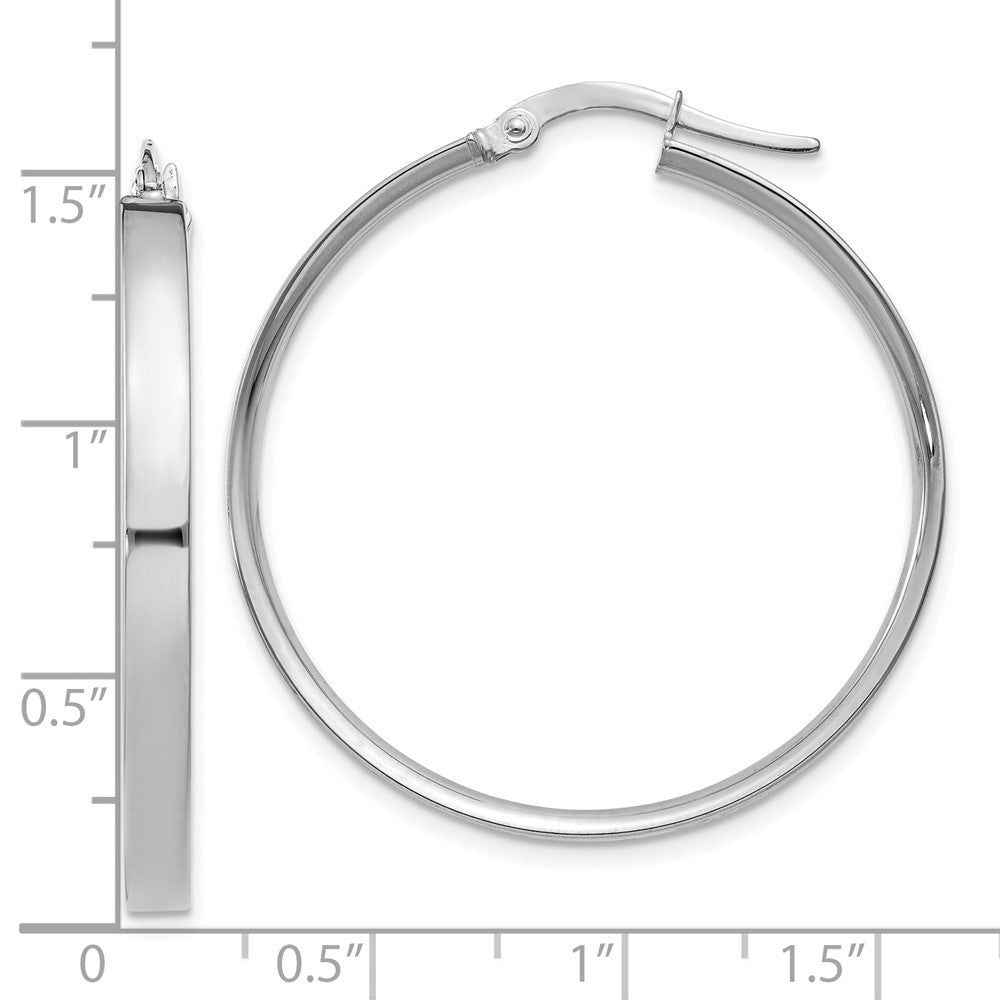 14K White Gold 3mm Xl Hoop Earrings