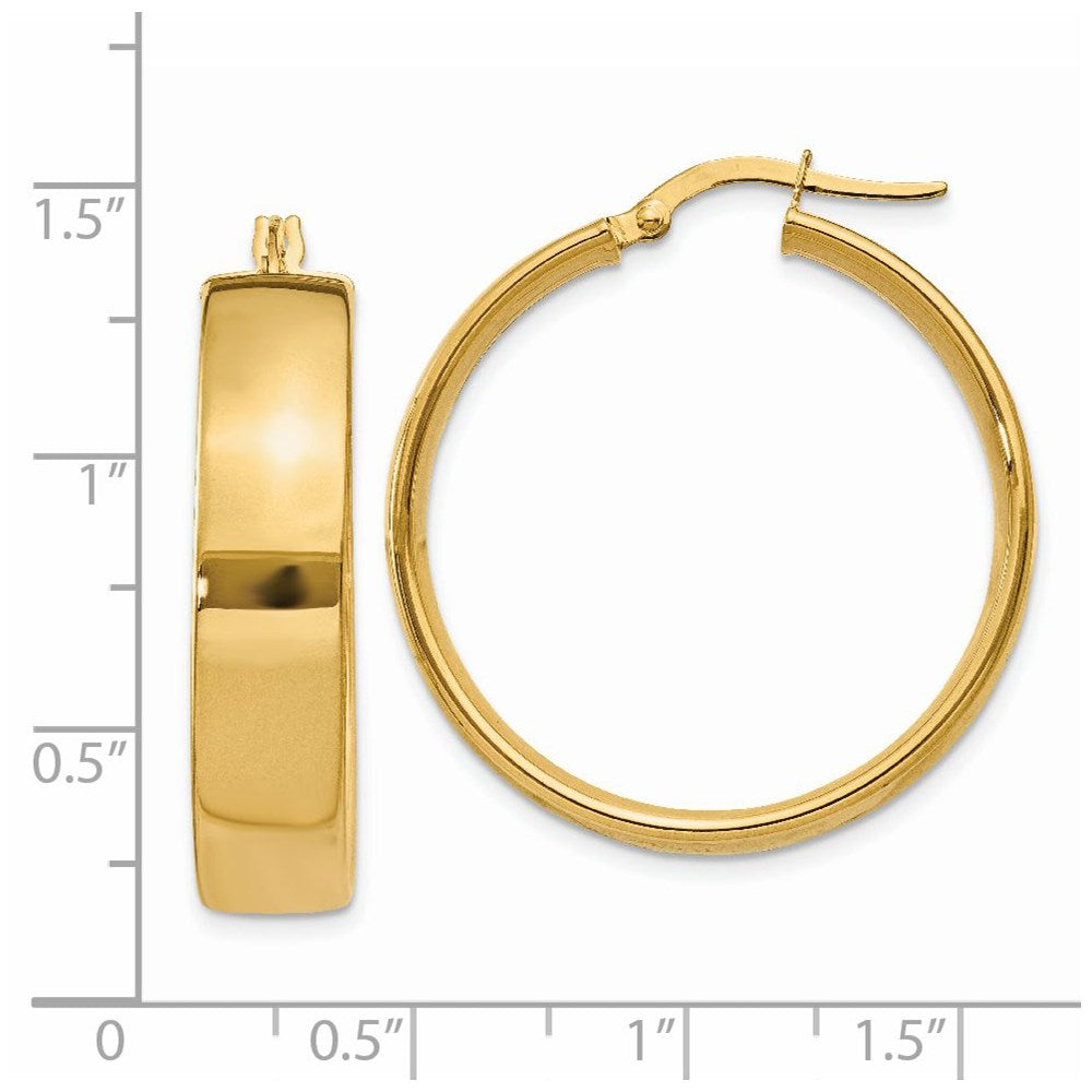 14K Yellow Gold 6.75mm Hoop Earrings