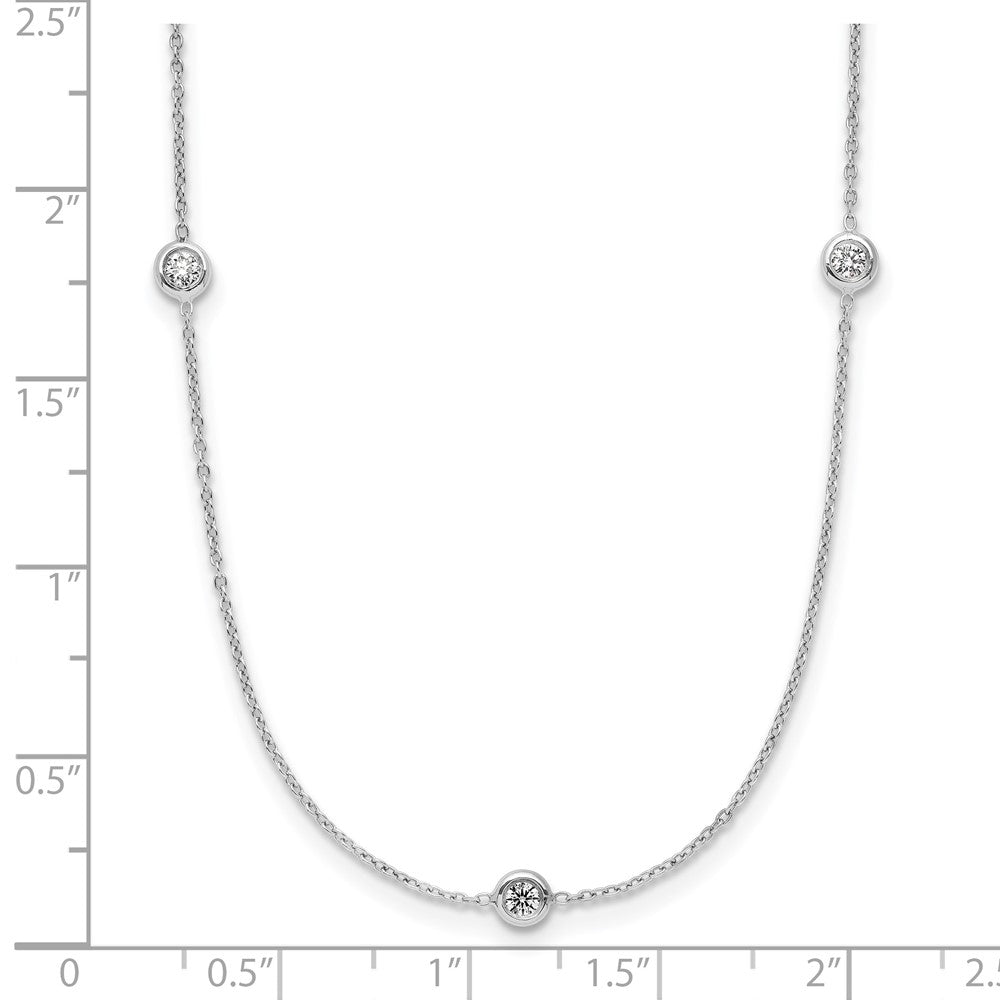 Platinum Herco Polished Bezel Set 7 Lab Grown Diamond Station 18 Inch Necklace