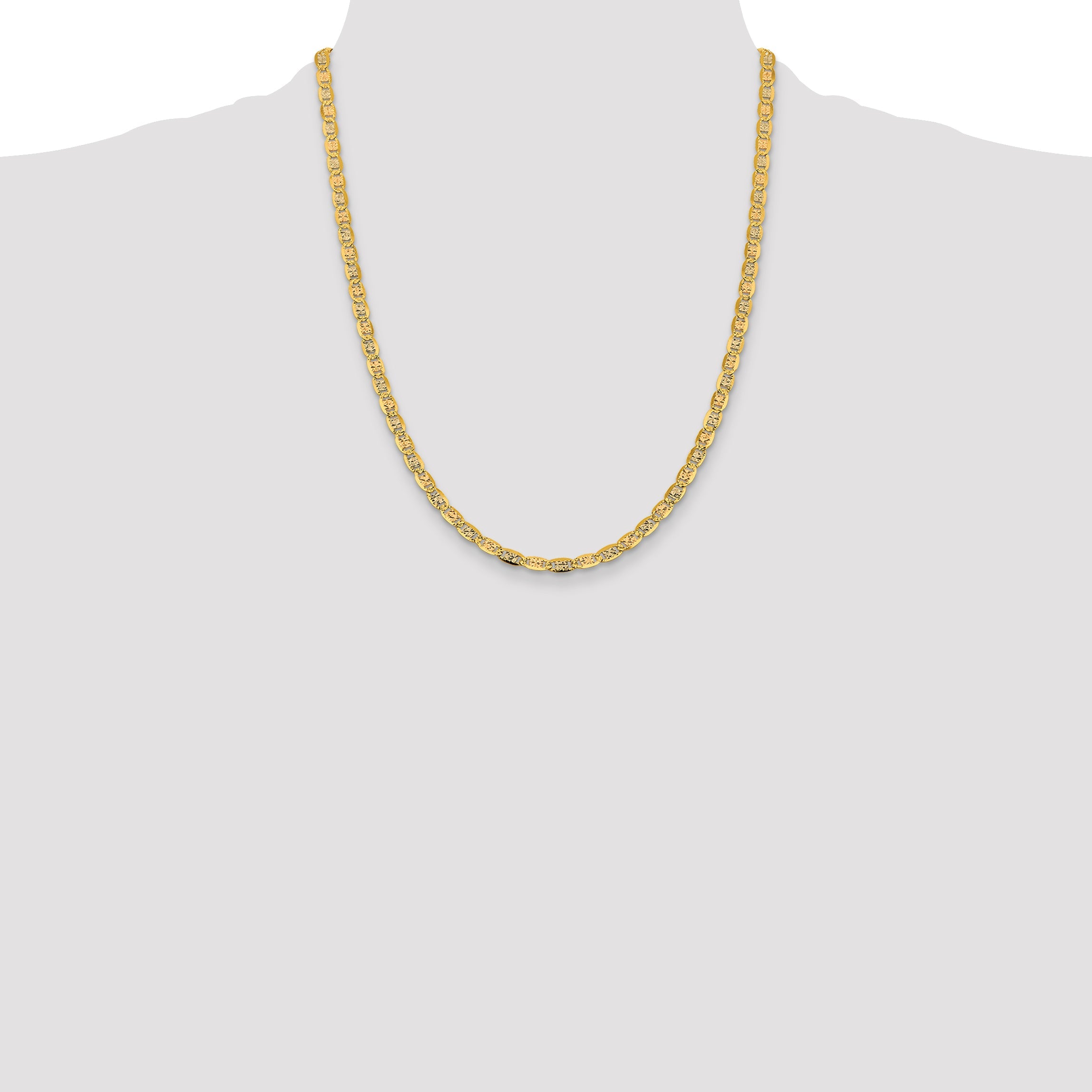 14K Tri-Color 22 Inch 4.65mm Pav Valentino With Lobster Clasp Chain Necklace